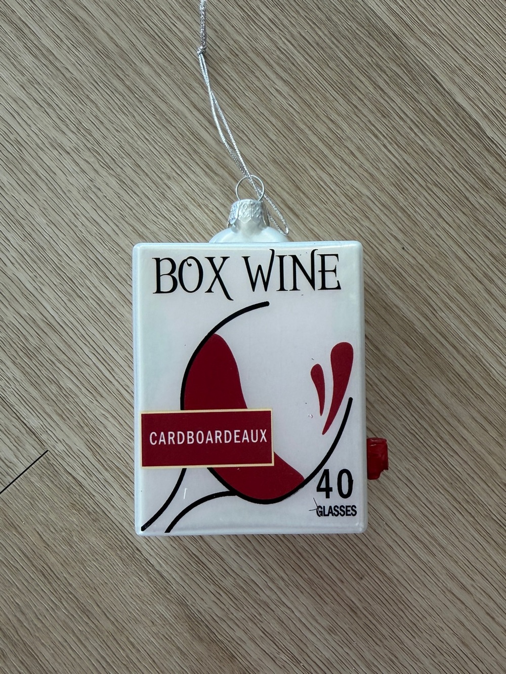 Cody Foster Boxed Red Wine Glass Ornament CARDBOARDEAUX (peel on back, see pics)